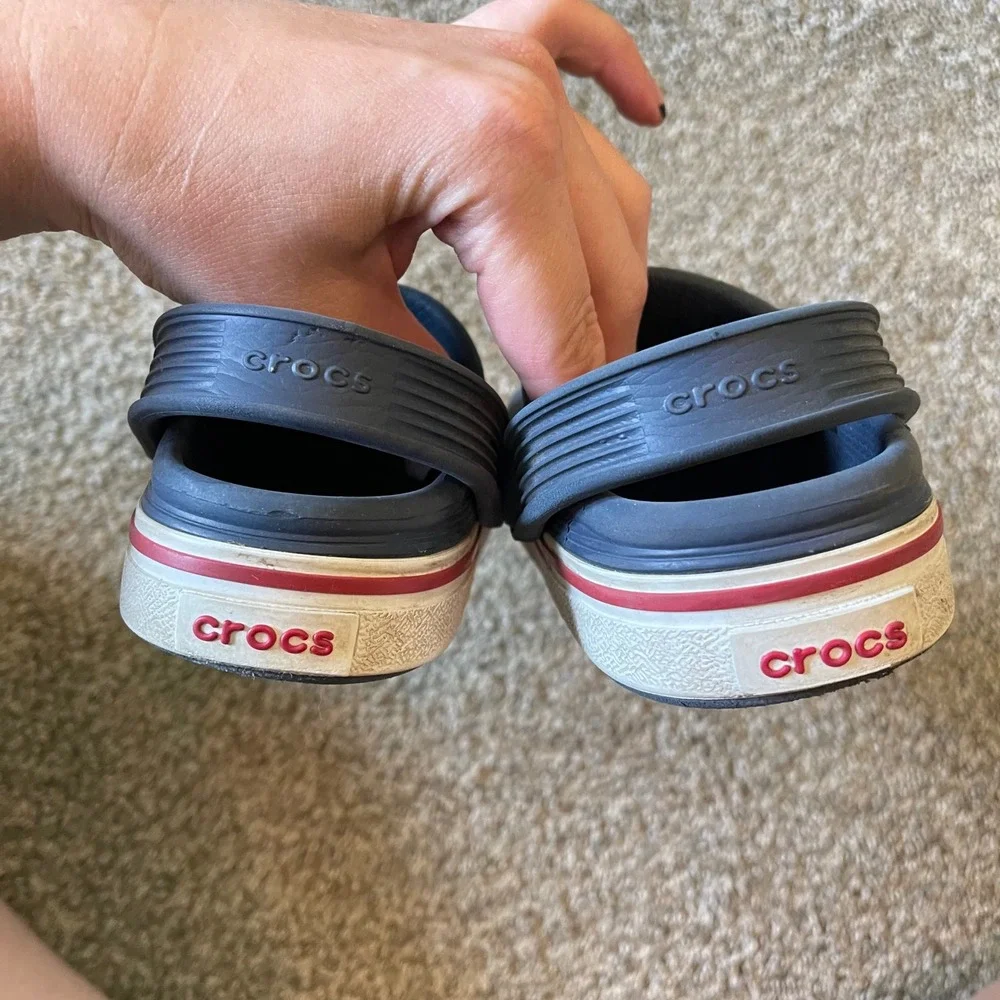 Crocs Toddler Size C 9 Boys Classic Clogs Slip-On Shoes Blue Red Dino Dog Space